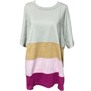 COS Color Block Stripe Cotton Oversized Crewneck Short Sleeve T-Shirt Size Large